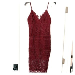 Super fun Burgundy dress. Cocktail length.
